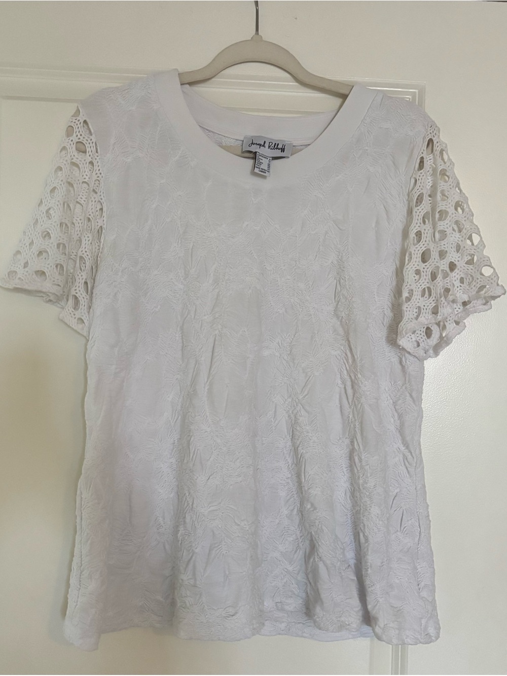 Joseph Ribkoff White Textured Knit Short Sleeve Top - Picture 2 of 4